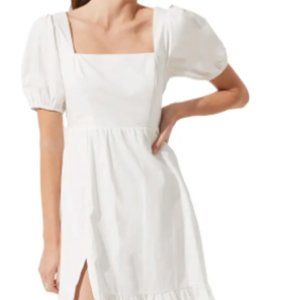 Astr Poplin Puff Sleeve Tiered Midi Dress